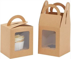Pencereli Kraft Kağıt Cupcake Kutusu