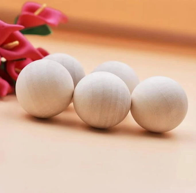 Customized Lotus Solid Wood Creative DIY Multi Specification Perforated Kids Toy Wooden Ball